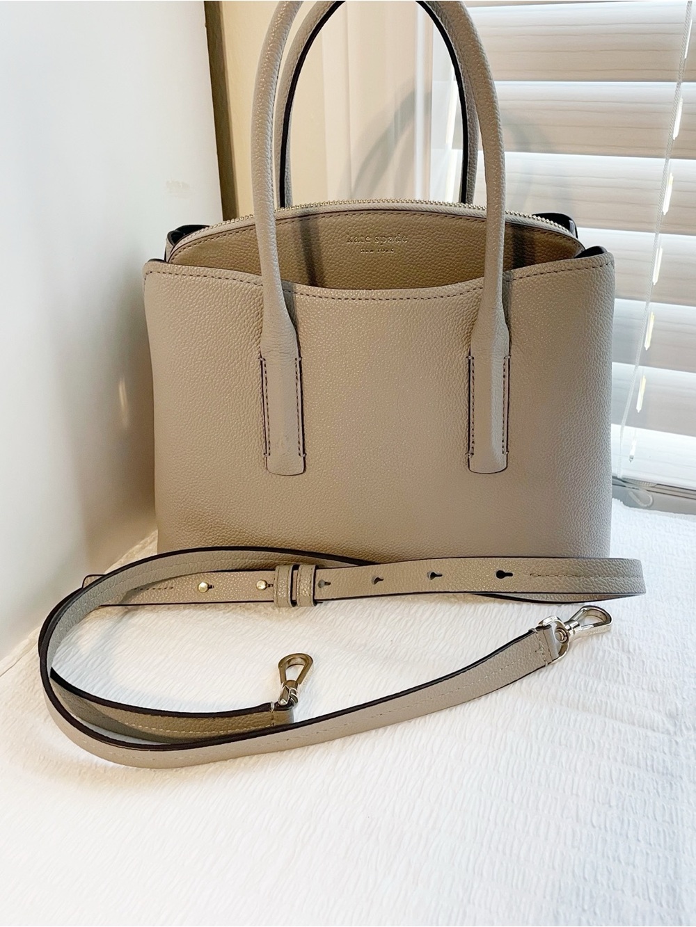 kate spade Pebbled Leather Tote in Grey Taupe - Picture 6 of 12